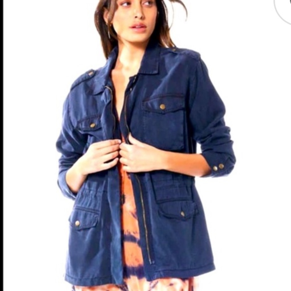 Young Fabulous & Broke Amelia Drawcord Zip-up Combat Jacket in Midnight Pigment
